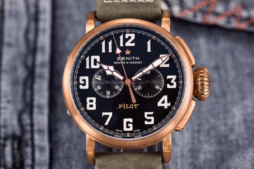 Pilot Type 20 Chronograph Extra Special XF Best Edition Bronze with Green Nubuck Strap A7750