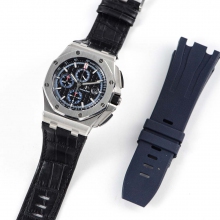 Royal Oak Offshore 44mm SS JF Black/Blue Dial on Black Leather Strap A3126